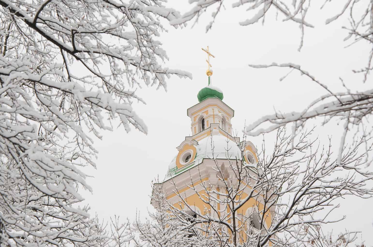 snowy building in russia